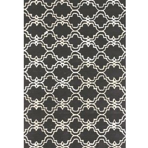 Black Hand-Tufted Wool Traditional Moroccan Rug, 5' x 8'